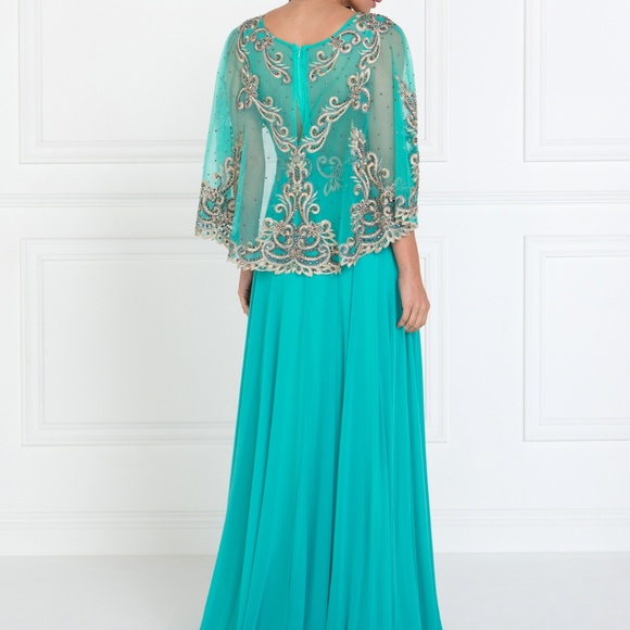 Patterned Waist Long Sleeves Prom Dress GL1527 - Picture 4 of 7